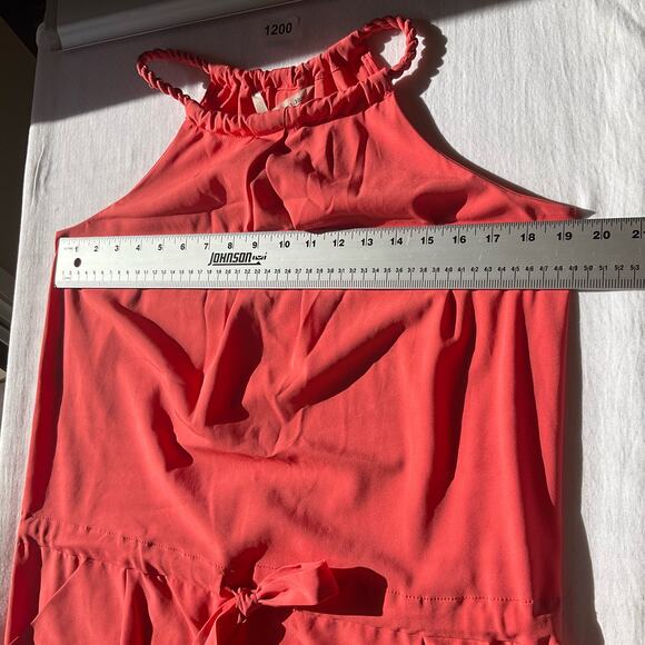 Rachel Roy Women’s Sleeveless Halter Mini Dress size S, Peach Pink, Side Pockets - Picture 2 of 7